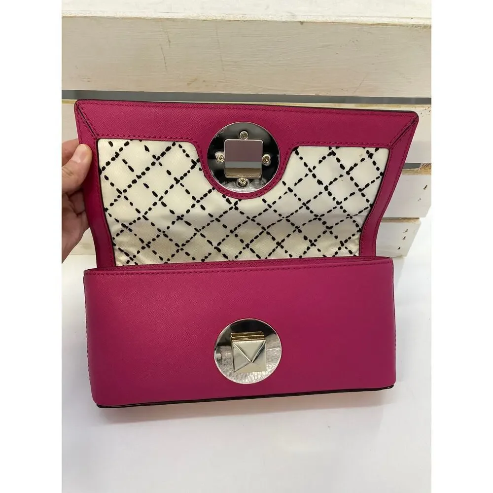 KATE SPADE, SMALL PINK RECTANGULAR SAFFIANO LEATHER CLUTCH